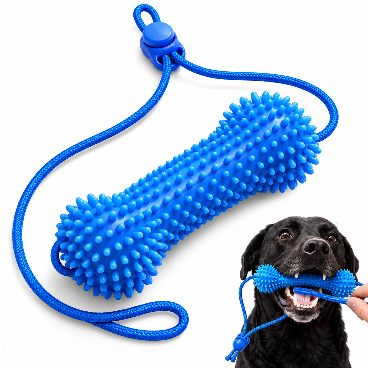 Dog dental chew toy with rope