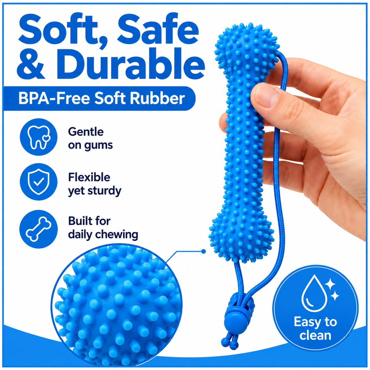 Easier teeth brushing with adjustable strap